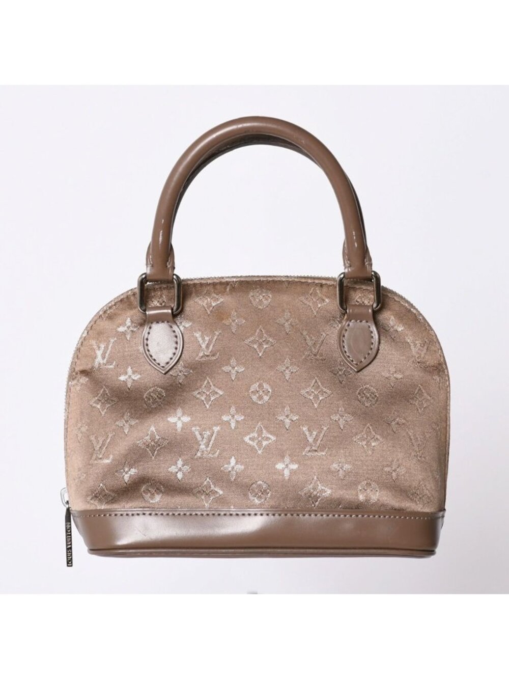 Louis Vuitton Monogram Satin Little Alma Beige Silver Handbag